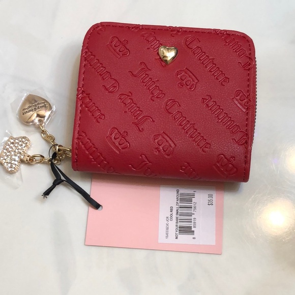 Juicy Couture Cool Red Not Your Babe Small Zip Around Bifold Wallet NWT - Picture 3 of 16